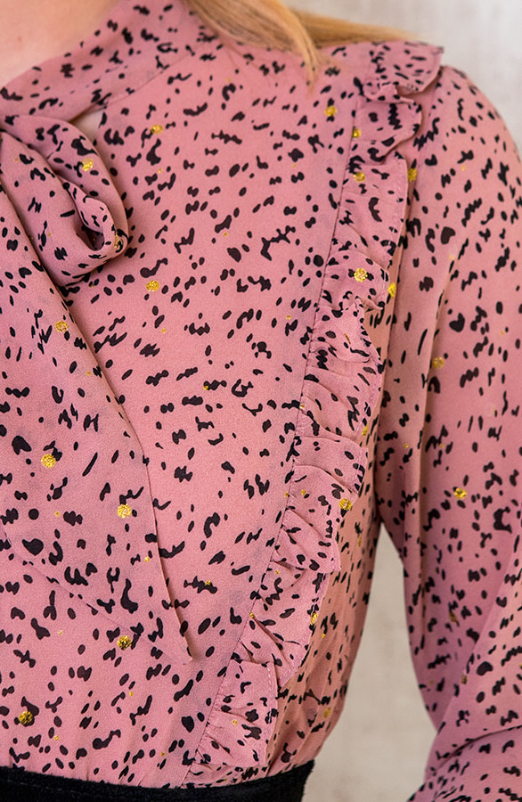 Wild Dots Ruffle Jurk Roze Zwart – shoparchief, foto 5