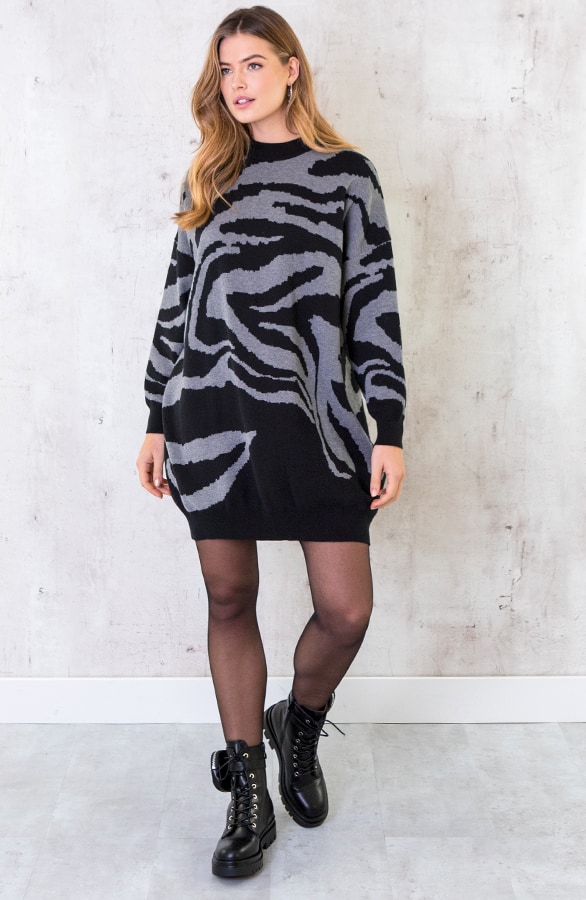 Zebra Oversized Tuniek Zwart Grijs – shoparchief, foto 2