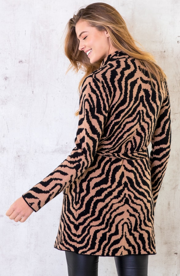 Zebra Vest Lang Camel Zwart – shoparchief, foto 2