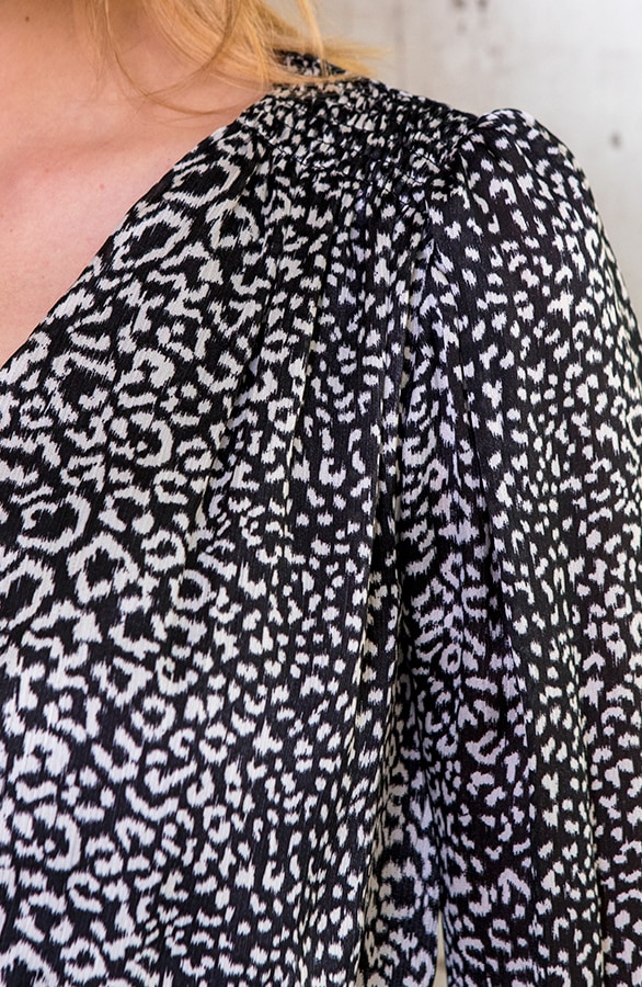 Zijden Leopard Jurk Zwart Wit – shoparchief, foto 5