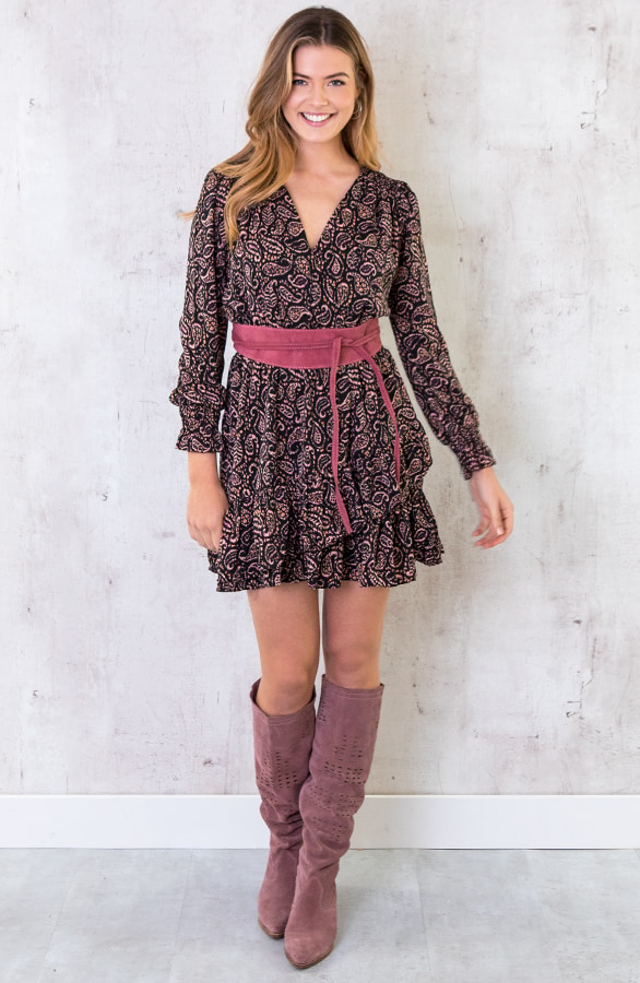 Zijden Origami Jurk Roze Zwart – shoparchief, foto 3