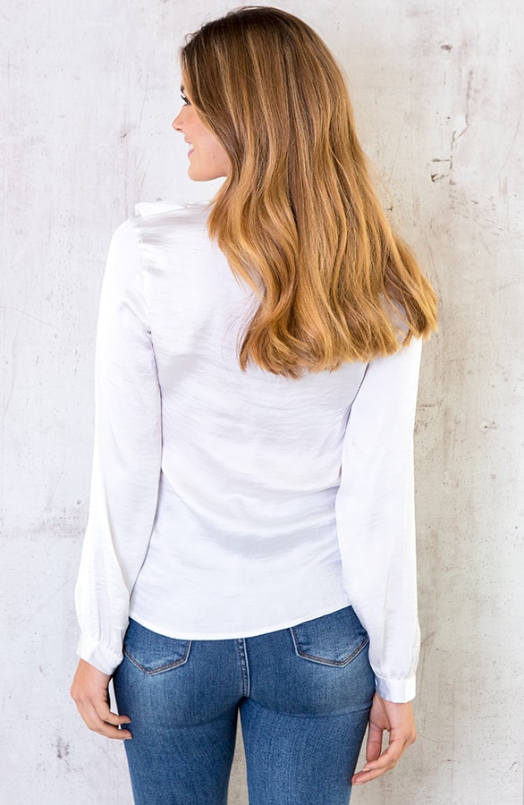 Zijden Ruches Blouse Wit – shoparchief, foto 3