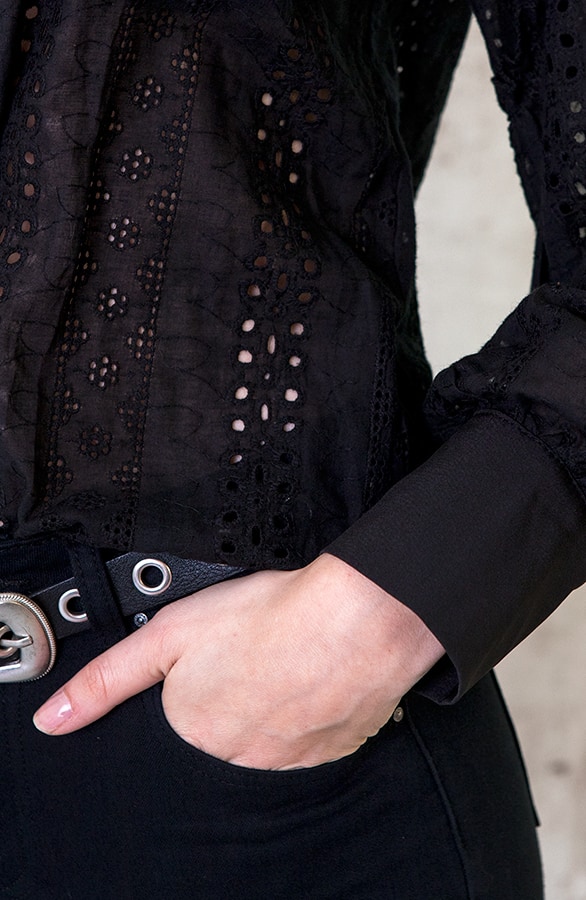 Zwarte Kanten Blouse – shoparchief, foto 6