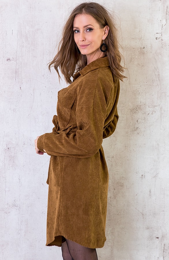 Corduroy Jurk Bruin – shoparchief, foto 3