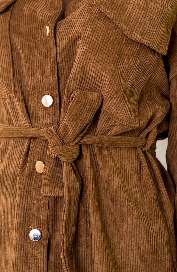 Corduroy Jurk Bruin – shoparchief, foto 4