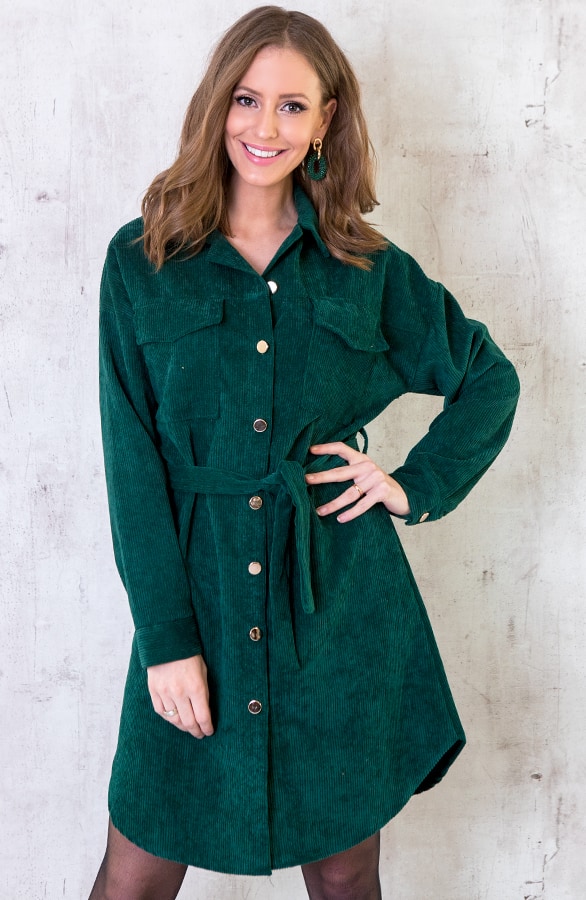 Corduroy Jurk Smaragdgroen – shoparchief, foto 2