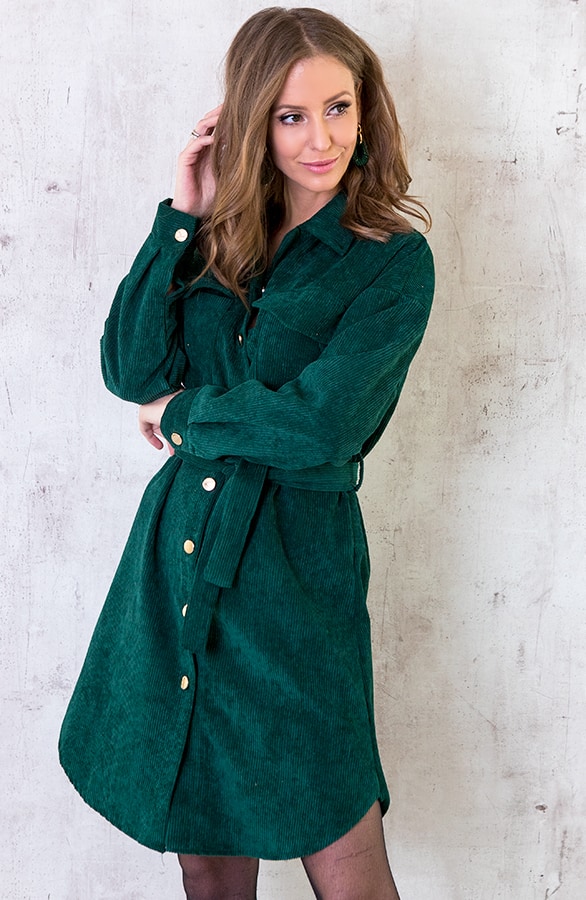 Corduroy Jurk Smaragdgroen – shoparchief, foto 6