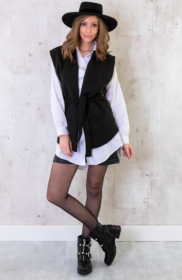 Fleece Strik Vest Zwart – shoparchief