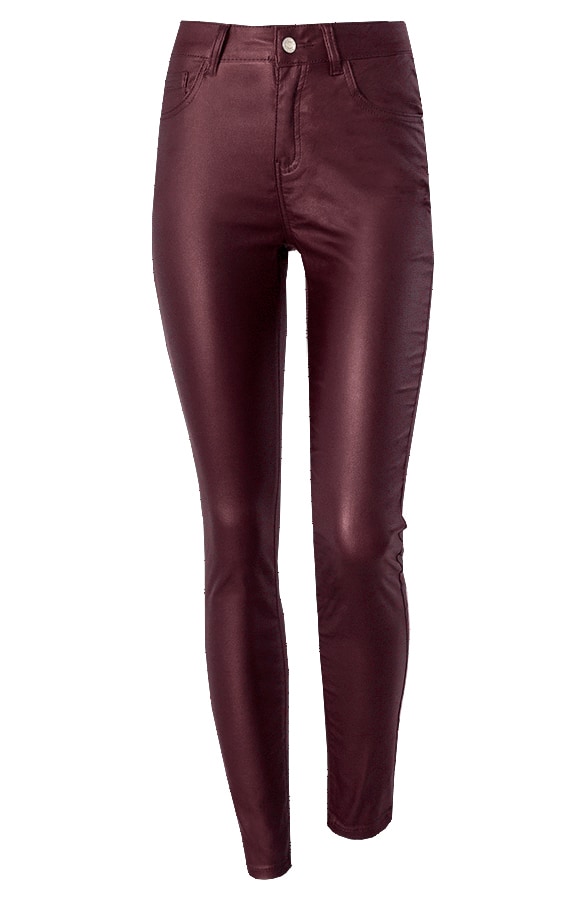 High Waist Coating Jeans Bordeaux – shoparchief, foto 7