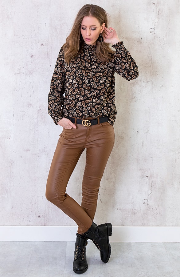 High Waist Coating Jeans Cognac – shoparchief, foto 2