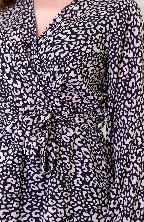 Jurk Met Panterprint Zwart Beige – shoparchief, foto 4