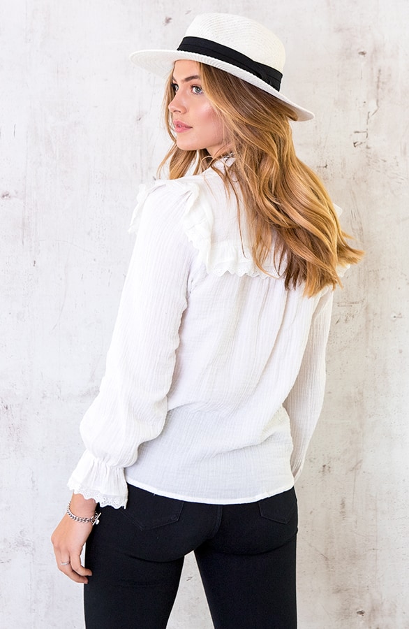 Katoenen Blouse Met Kant Wit – shoparchief, foto 2