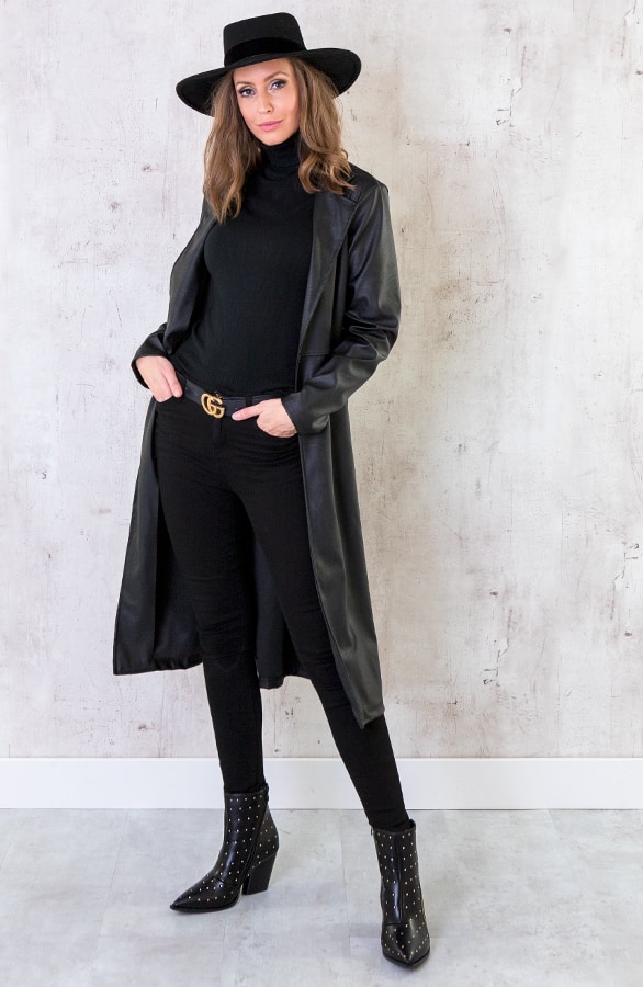 Leren Vest Lang Zwart – shoparchief, foto 3