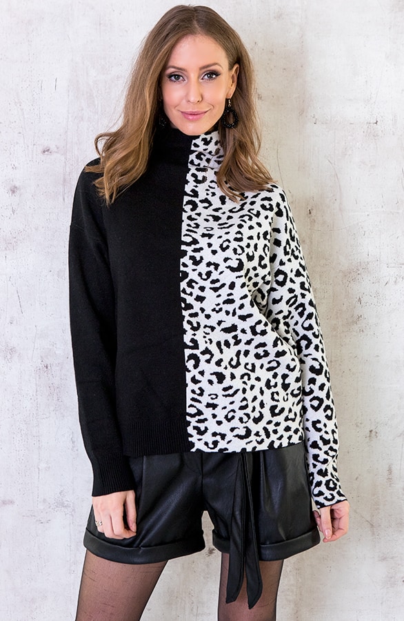 Oversized Trui Duo Panter Zwart – shoparchief, foto 2
