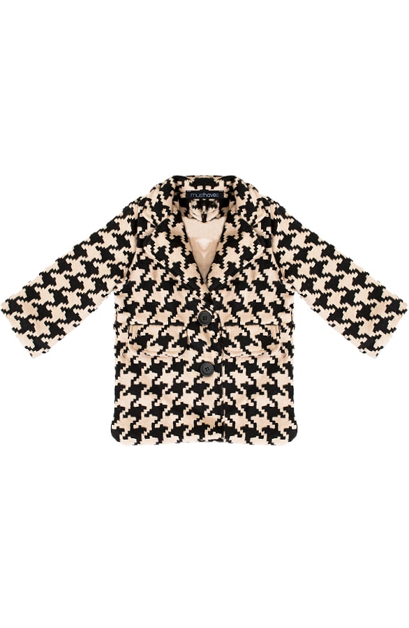 Pied De Poule Jacket Kids Zwart Camel – shoparchief
