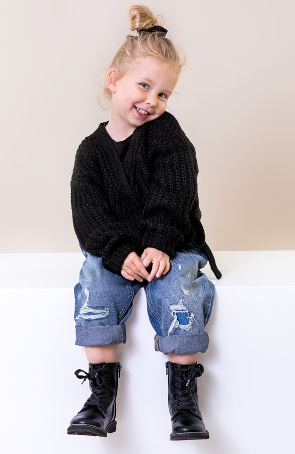 Strik Vest Gebreid Kids Zwart – shoparchief