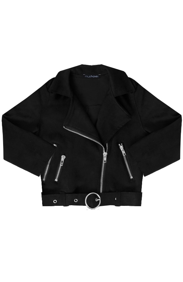 Suede Biker Jacket Kids Zwart – shoparchief