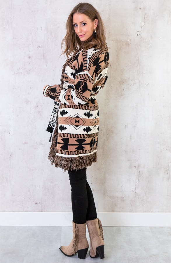 Vest Met Aztec Print Camel – shoparchief, foto 5