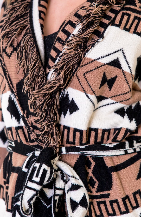 Vest Met Aztec Print Camel – shoparchief, foto 6