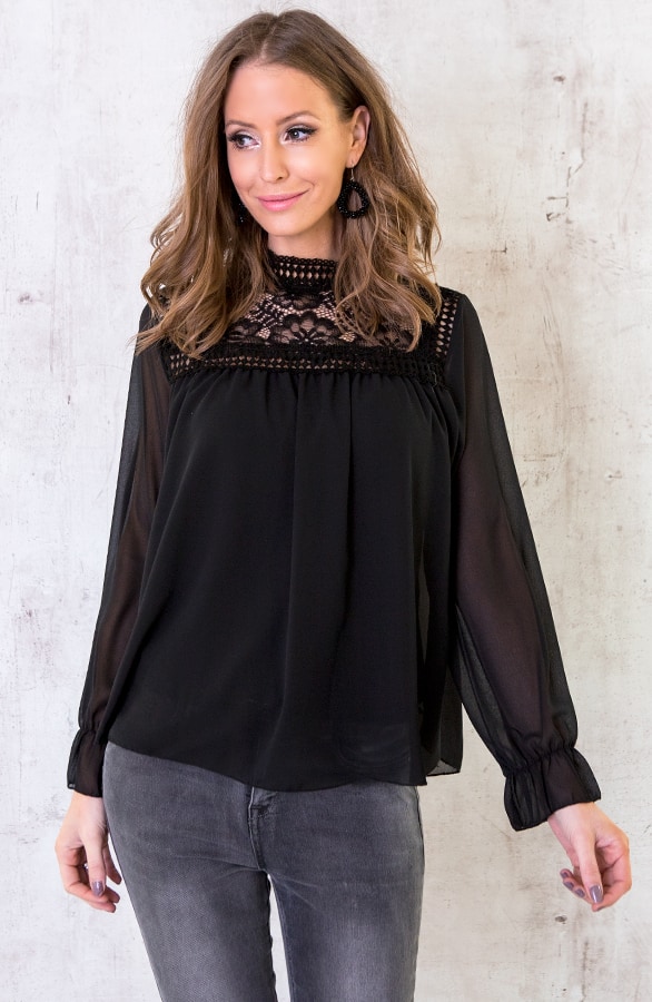 Blouse Kant Dames Zwart – shoparchief, foto 4