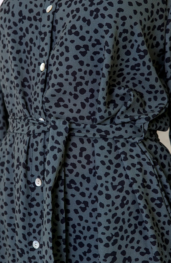 Cheetah Knopen Ruches Jurk Army – shoparchief, foto 4