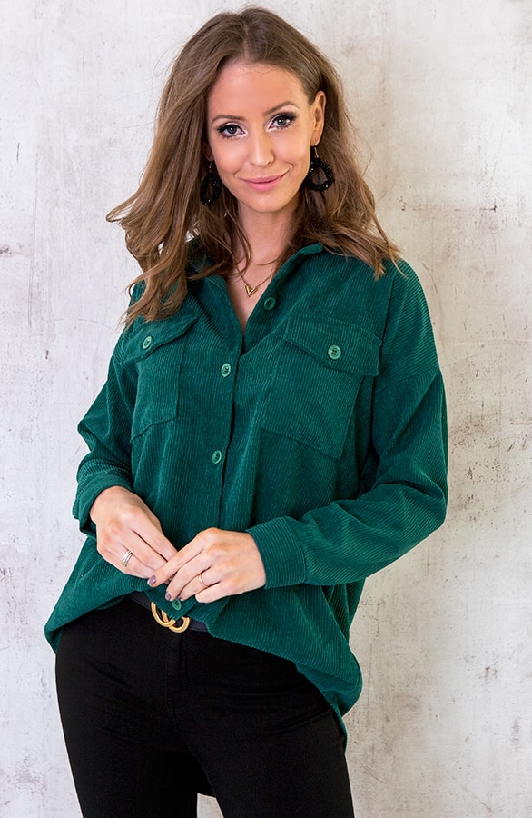Corduroy Blouse Smaragd – shoparchief, foto 3