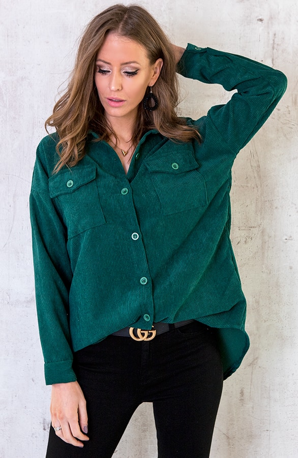 Corduroy Blouse Smaragd – shoparchief, foto 2