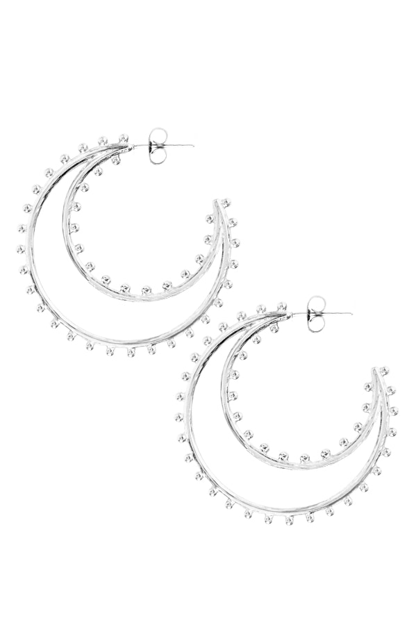 Duo Creool Oorbellen Studs Zilver – shoparchief