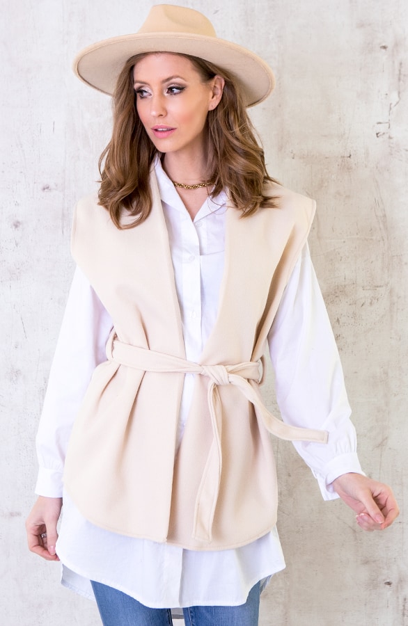 Fleece Strik Vest Beige – shoparchief
