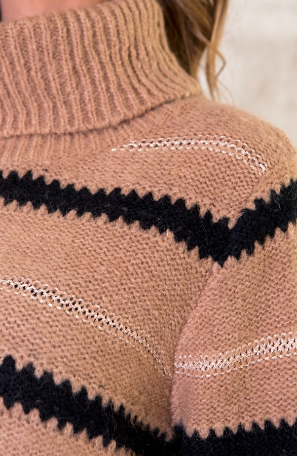 Gestreepte Col Tuniek Deluxe Camel – shoparchief, foto 5