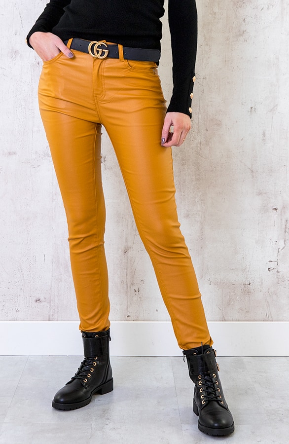 High Waist Coating Jeans Oker – shoparchief, foto 5