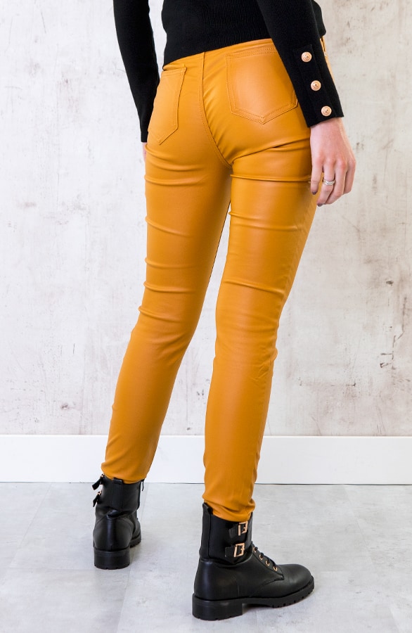 High Waist Coating Jeans Oker – shoparchief, foto 3