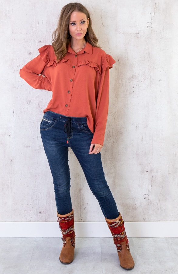 Knopen Ruches Blouse Koraal – shoparchief, foto 2