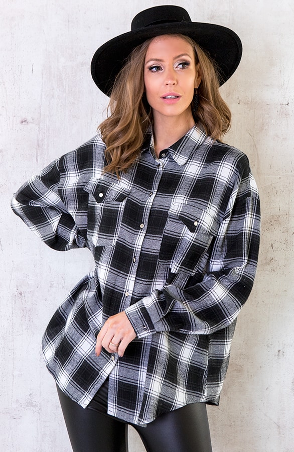 Oversized Blouse Geblokt – shoparchief, foto 7