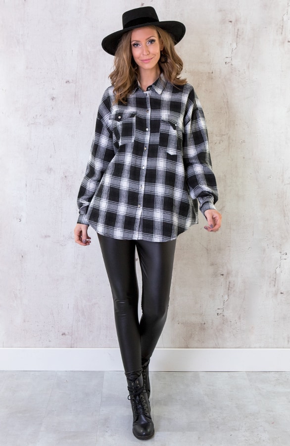 Oversized Blouse Geblokt – shoparchief, foto 6