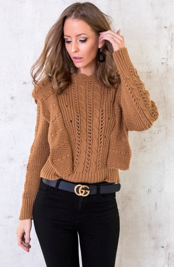 Ruches Trui Gehaakt Camel – shoparchief, foto 5