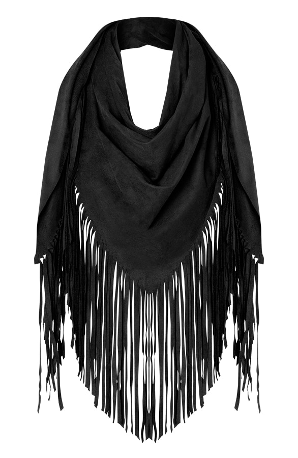 Suede Poncho Zwart – shoparchief