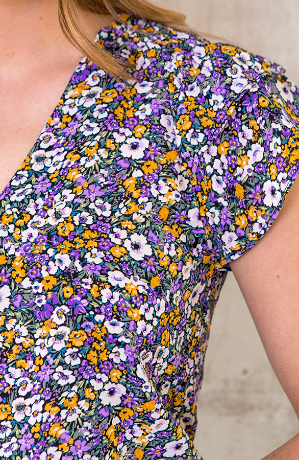 Bloemen Top V-hals Lila – shoparchief, foto 5