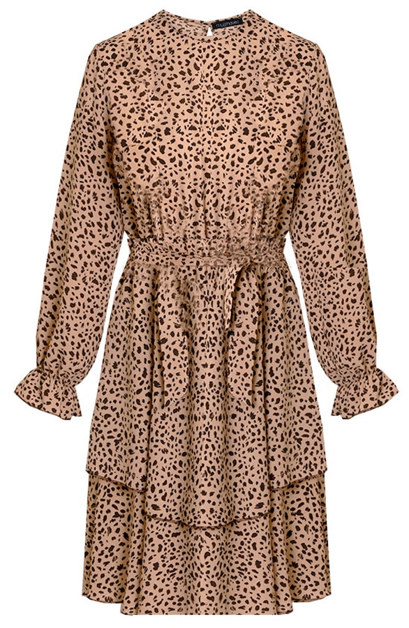 Cheetah Jurk Met Strik Beige – shoparchief