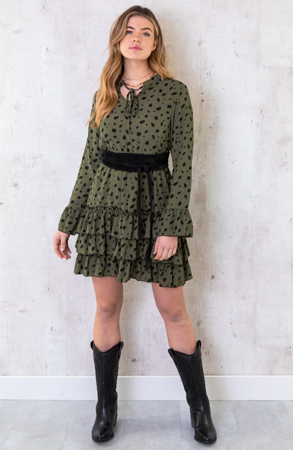 Cheetah Jurk Ruches Legergroen – shoparchief, foto 7