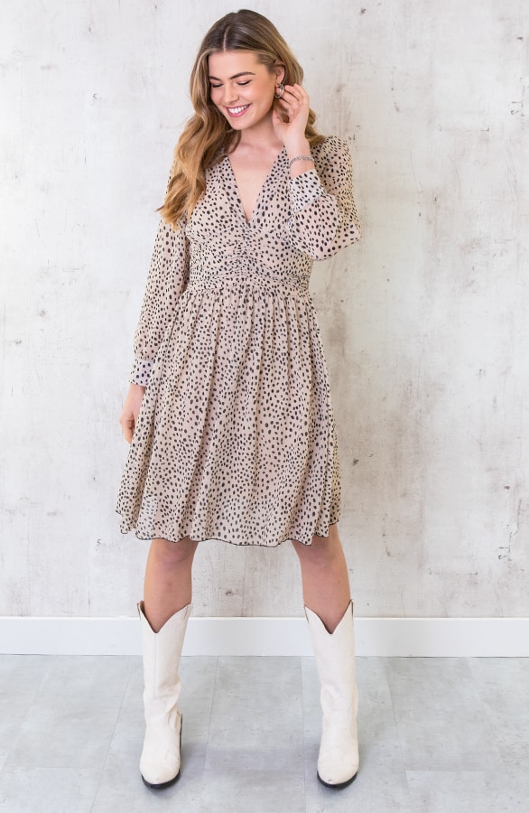Cheetahprint Jurk Beige Met Zwart – shoparchief, foto 6