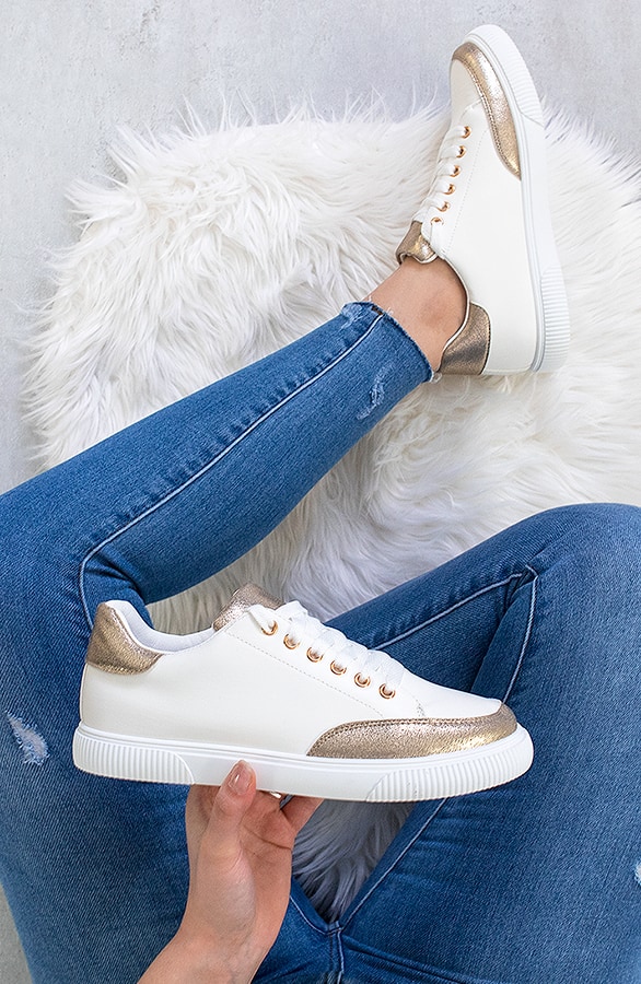Dames Sneakers Wit Metallic Goud – shoparchief