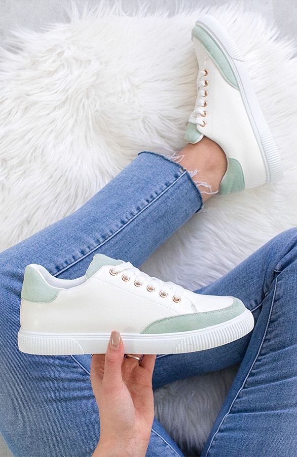 Dames Sneakers Wit Mint – shoparchief
