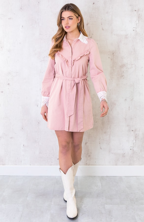 Denim Jurk Kant Roze – shoparchief, foto 2