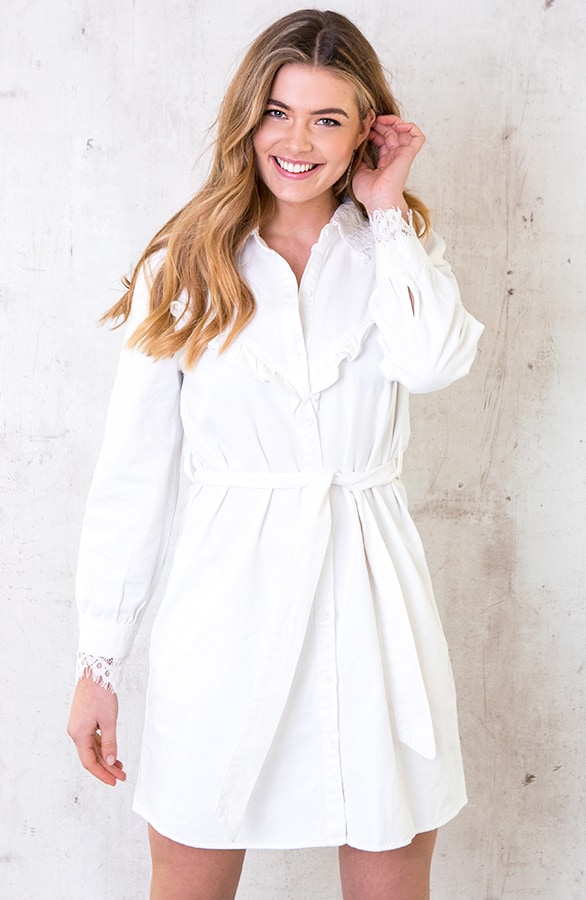 Denim Jurk Kant Wit – shoparchief, foto 3