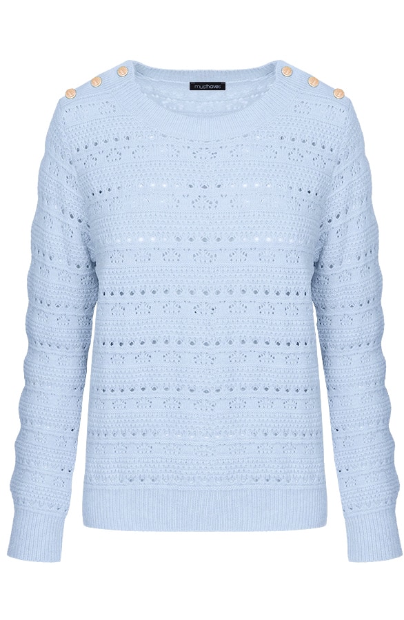 Gehaakte Trui Met Knopen Blauw – shoparchief, foto 7