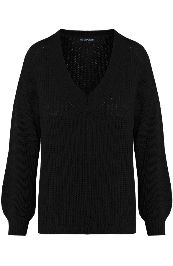 Gebreide Trui Met V-Hals Zwart – shoparchief, foto 6