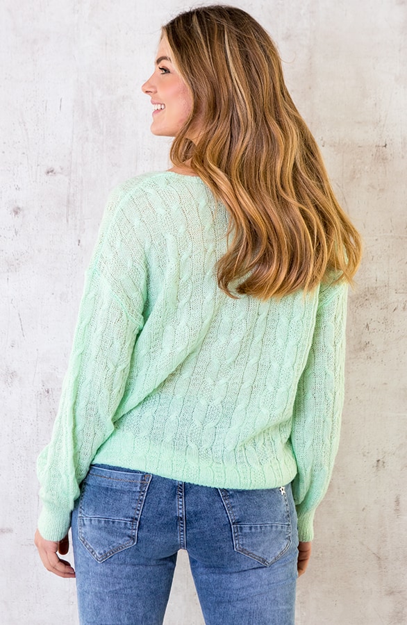 Kabeltrui Met V-hals Lime – shoparchief, foto 4