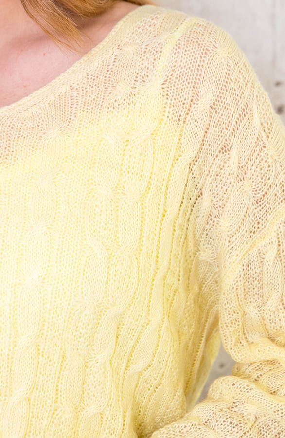 Kabeltrui Met V-hals Soft Yellow – shoparchief, foto 5