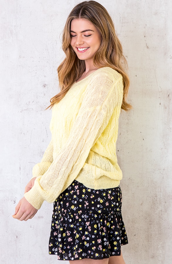 Kabeltrui Met V-hals Soft Yellow – shoparchief, foto 3